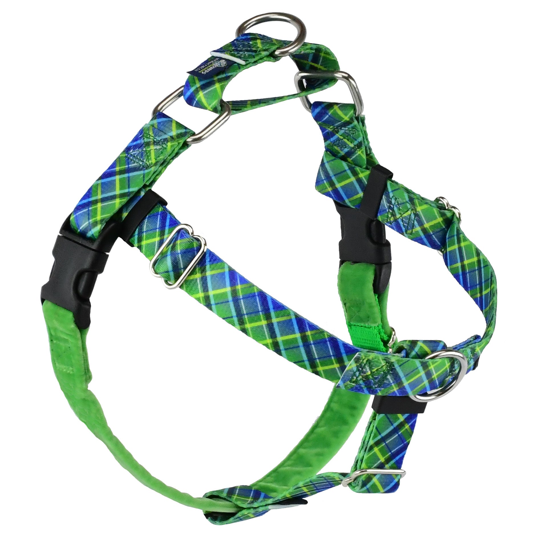 Freedom No Pull Harness - Electric Glow Green Plaid