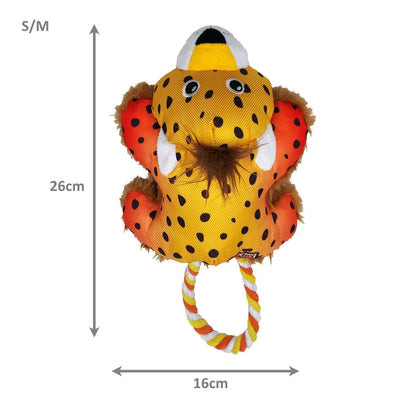 KONG Cozie Tuggz Rope Squeaker Dog Toy - Cheetah