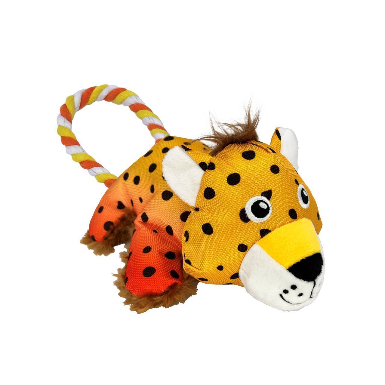 KONG Cozie Tuggz Rope Squeaker Dog Toy - Cheetah