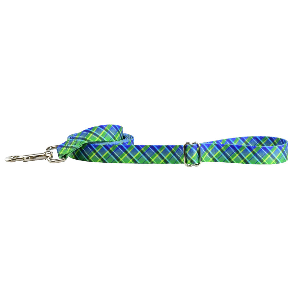Keystone Leash 15mm (5/8") x 1.8m (6') Single Clip Earthstyle Electric Glow Green Plaid