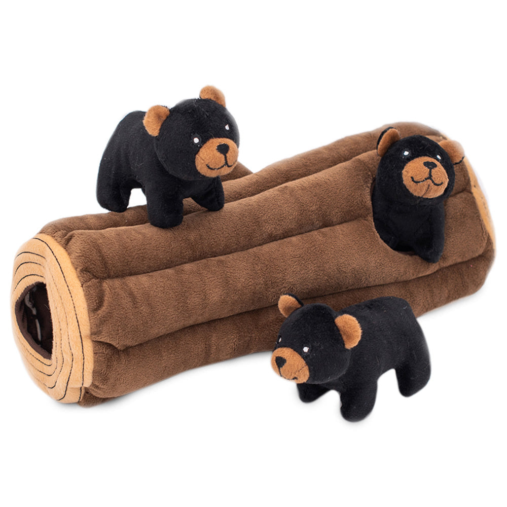 Zippy Paws Black Bear Log Zippy Burrow