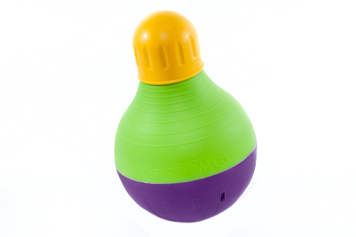 Starmark Bob-A-Lot Interactive Dog Pet Toy, Large, Yellow/Green/Purple