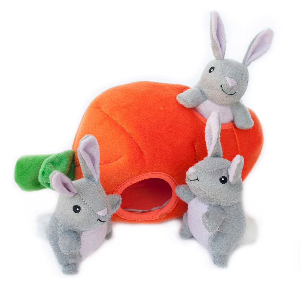 Zippy Paws Interactive Burrow Dog Toy - Bunny 'n Carrot