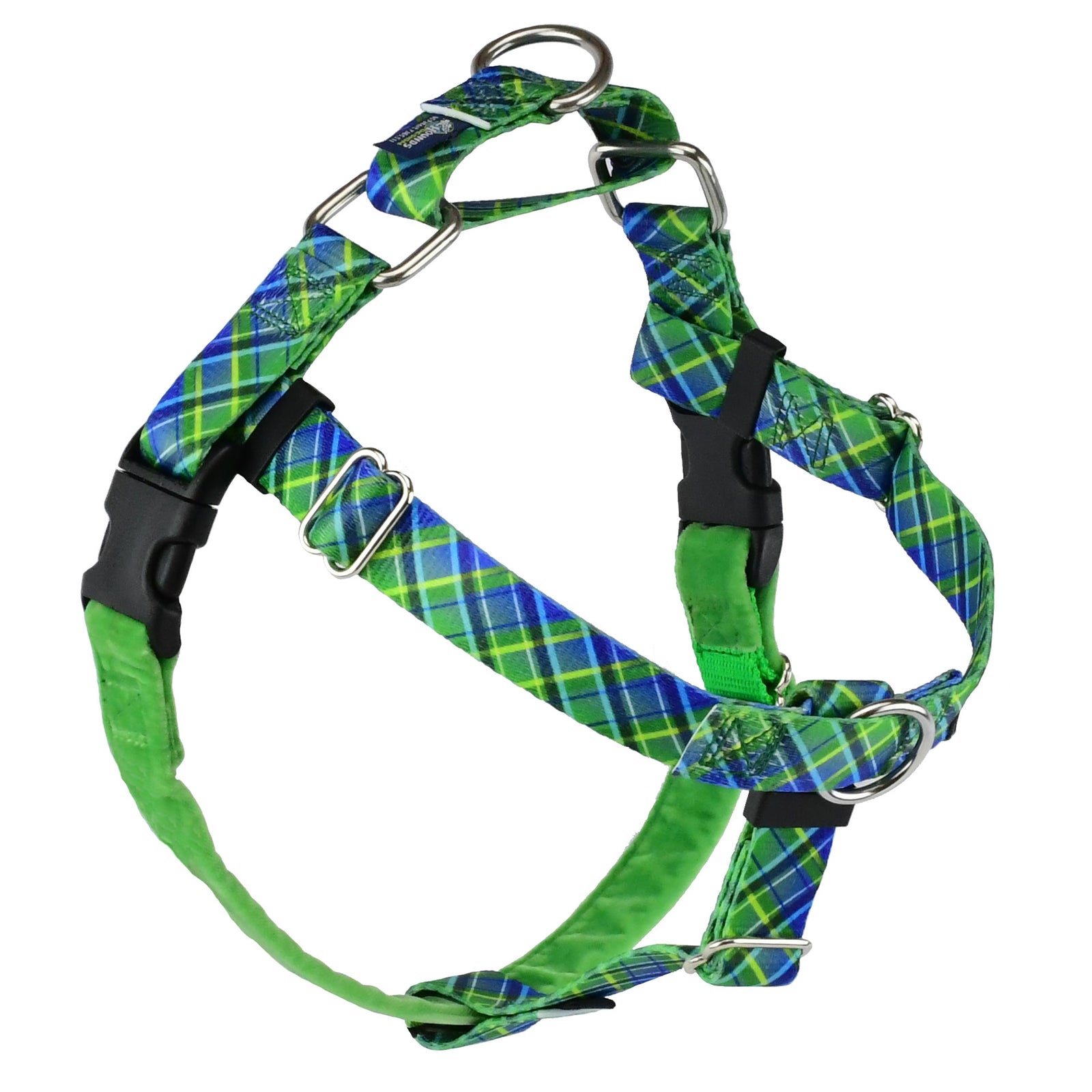 Freedom No Pull Harness - Electric Glow Green Plaid