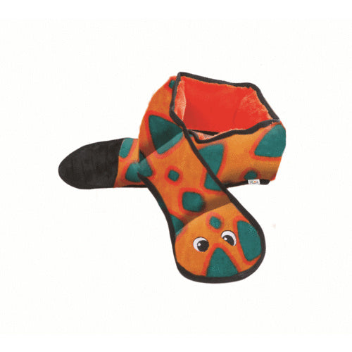 Invincible Snake 6 Squeaker Orange/Blue Outward Hound - Positive Dog Products